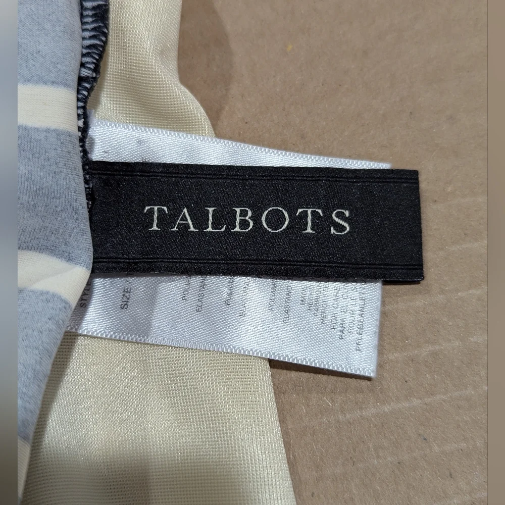 Talbots Tankini Swim Top Black & White Stripe Underwire Size 16 *see description